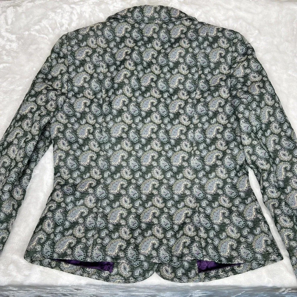 Dana Buchman Women's Green Paisley Single Breasted Blazer Jacket Size 6 - Picture 5 of 10